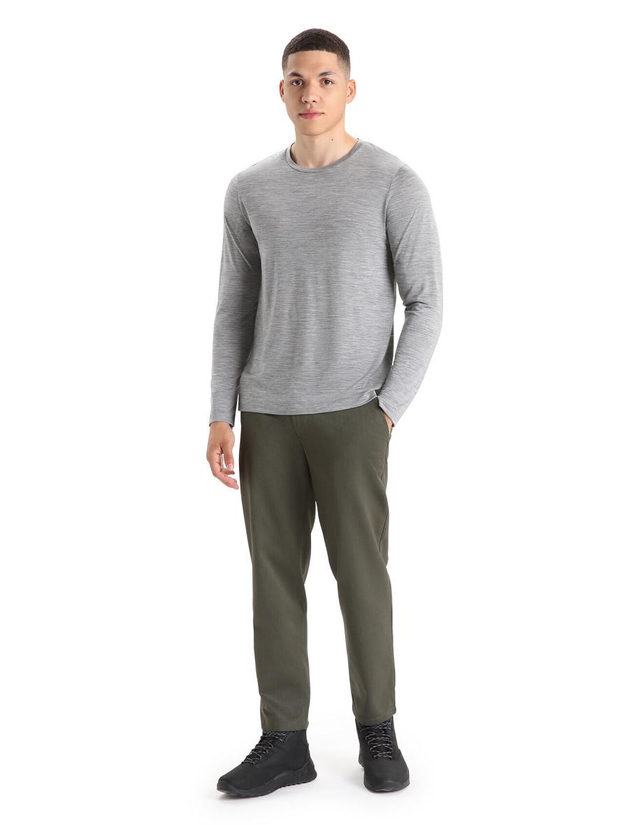 Men's Icebreaker Merino Sphere II T-Shirt Long Sleeve Metro Heather | CA 1717GSOL